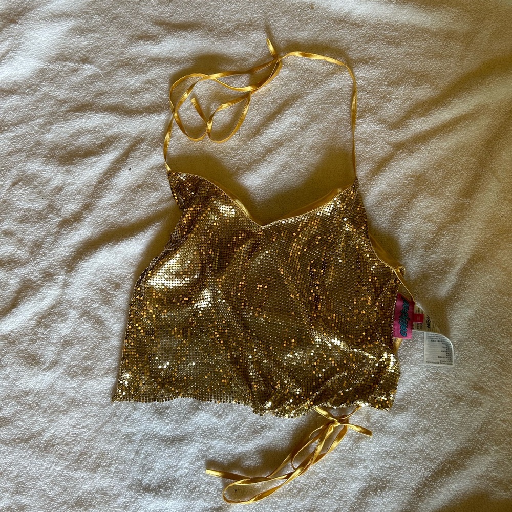 Edikted Gold Sequin Crop Top